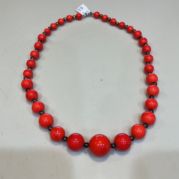 Necklace vintage orange beaded - Picture 1 of 3